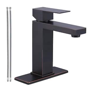 Single Handle Single Hole Bathroom Faucet with Deck plate Included in Oil Rubbed Bronze