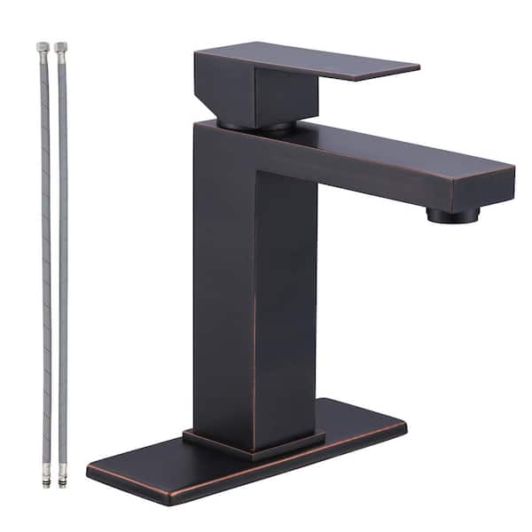 ALEASHA Single Handle Single Hole Bathroom Faucet with Deck plate Included in Oil Rubbed Bronze