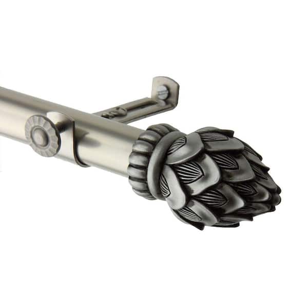 Rod Desyne 48 in. - 84 in. Telescoping Single Curtain Rod Kit in Satin Nickel with Bud Finial