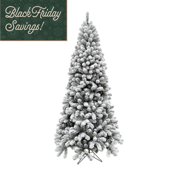 6.5-ft. Snow Flocked Alaskan Pine Artificial Christmas Tree, No Lights
