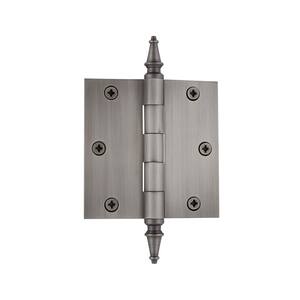 3.5 in. Steeple Tip Residential Hinge with Square Corners in Antique Pewter