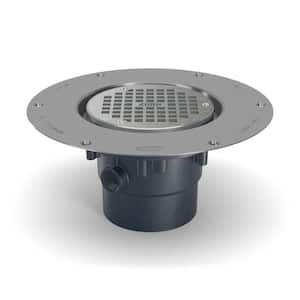 5 in. Round Nickel Bronze Floor Drain with Top Assembly, Adjustable with Deck Plate, and 2 in. x 3 in. Outlet