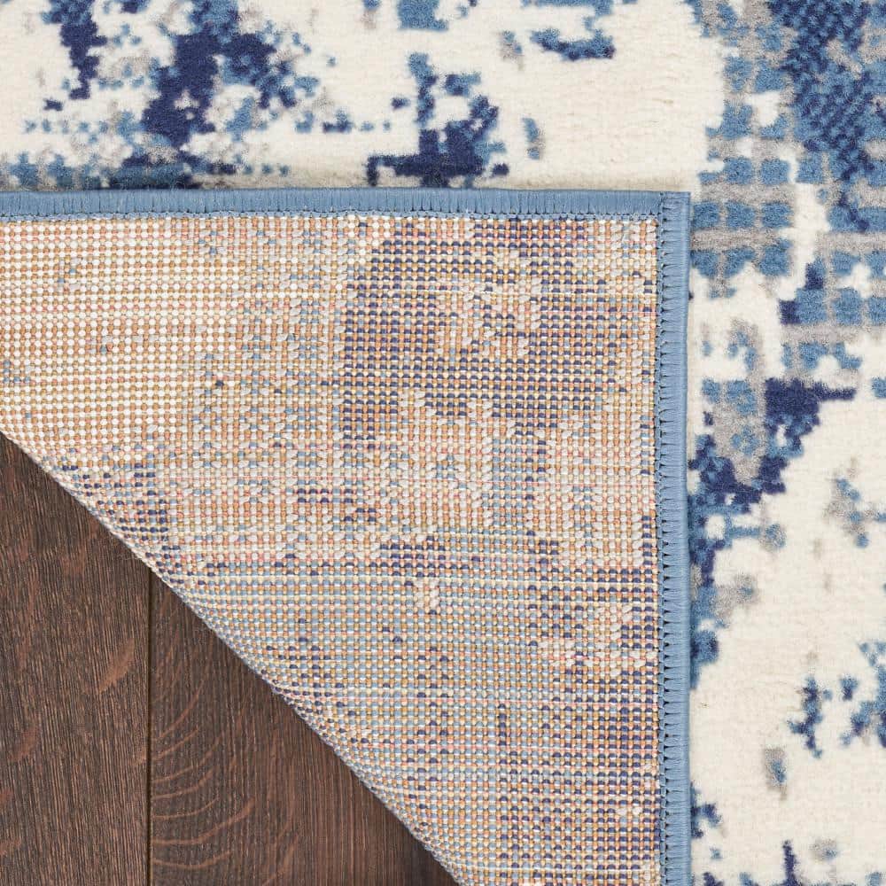 Blue Abstract 8' x 10' Synthetic Easy Care Rug
