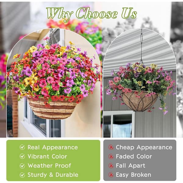 Afoxsos 13 in. H Outdoor Artificial Flowers, 12 Bundles, UV