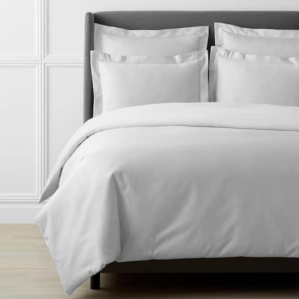 The Company Store Legends Luxury Egyptian Cotton Sateen Gray Mist Oversized King Cotton Duvet Cover