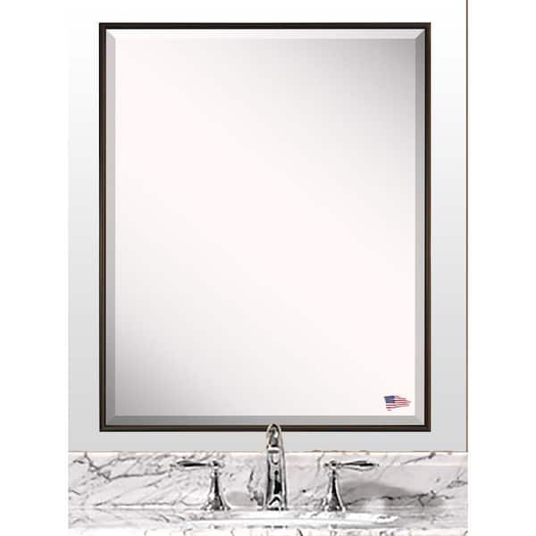 Unbranded 21 in. W x 27 in. H Framed Rectangular Beveled Edge Bathroom Vanity Mirror in Bronze