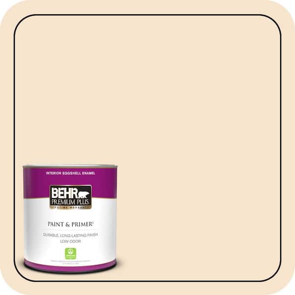 BEHR PREMIUM PLUS 1 qt. #ICC-31 Oat Flour Eggshell Enamel Low Odor Interior Paint & Primer