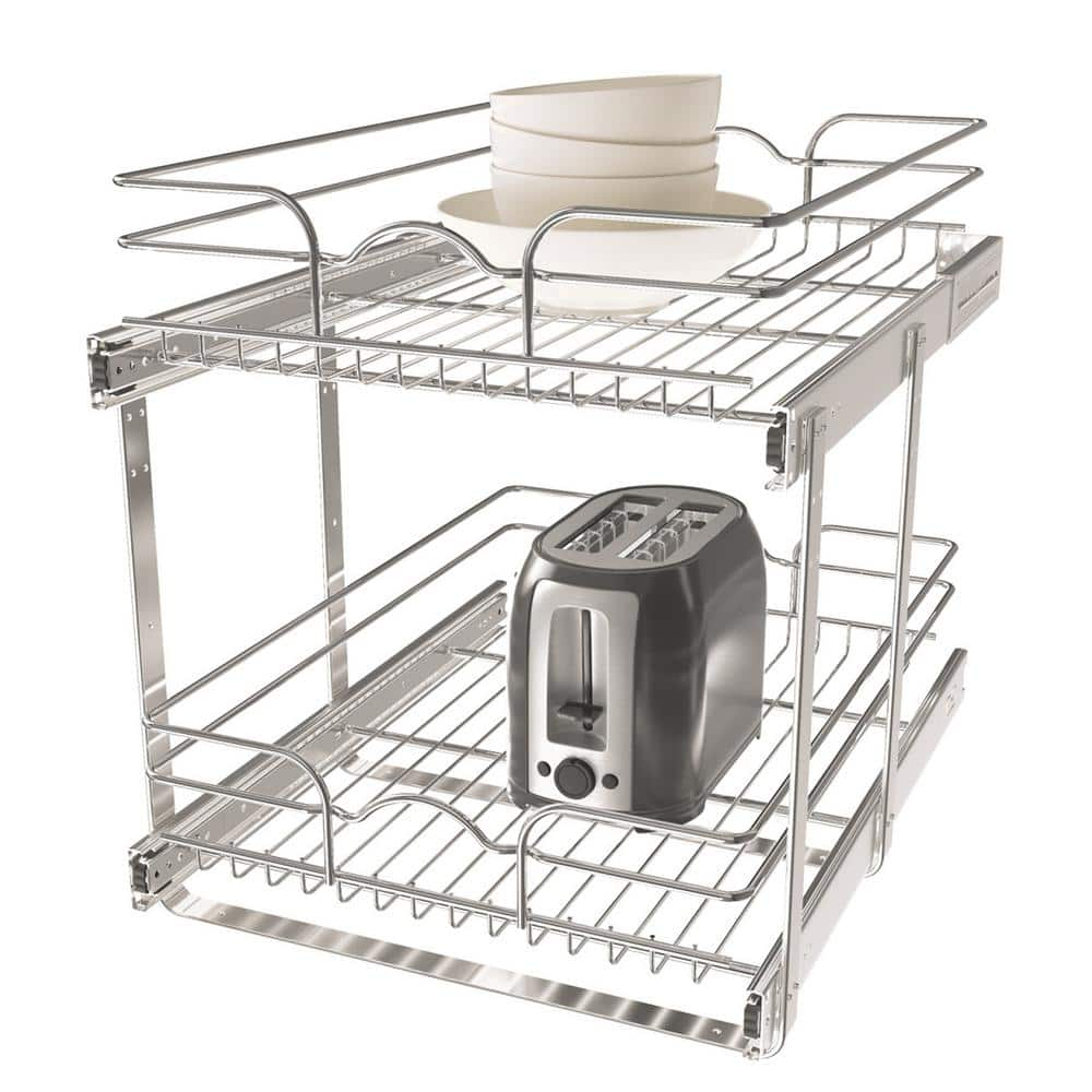 Rev-A-Shelf Chrome Kitchen Cabinet Pull Out Shelf Organizer, 18 x 22 In, 5WB2-1822CR-1