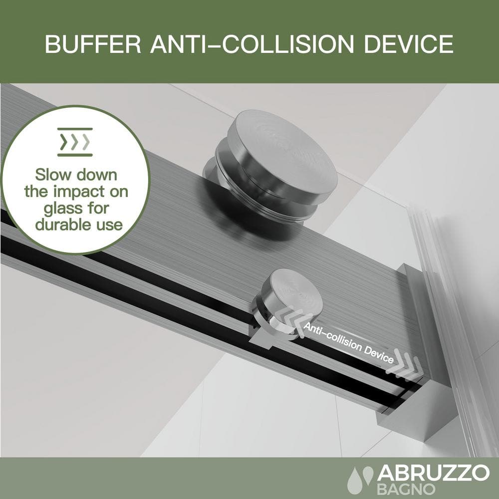 Nickel Frameless Sliding Shower Door with Tempered Glass