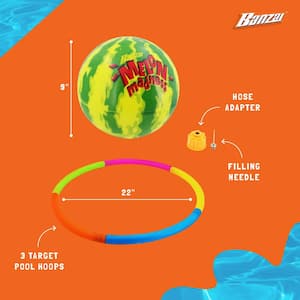 Melon Madness Pool Challenge Underwater PVC Water-Filled Ball w/Target Hoop, Multi-Color