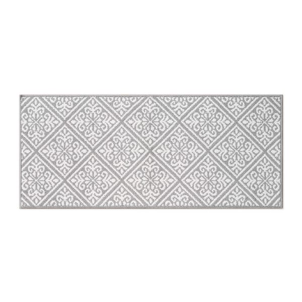 Austell 2- Tone Light Grey/Ivory 2 ft. x 5 ft. Geometric Polypropylene Runner Rug