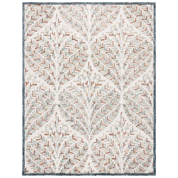 Capri 11 ft. x 15 ft. Ivory/Green Geometric Leaf Area Rug