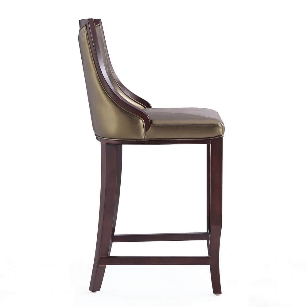 Emperor 41" Bronze and Walnut Adjustable Leather Barstool