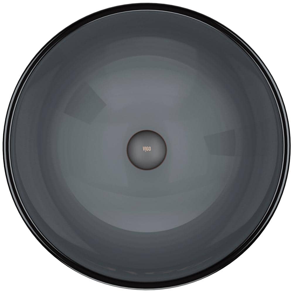 Giovanni Sheer Black Glass Round Vessel Bathroom Sink