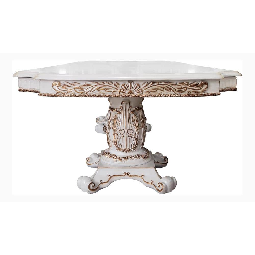 120" Antique Pearl Double Pedestal Extendable Dining Table