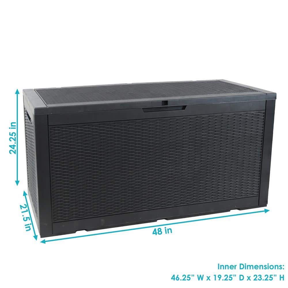 Phantom Gray Lockable Faux Wicker Outdoor Deck Box