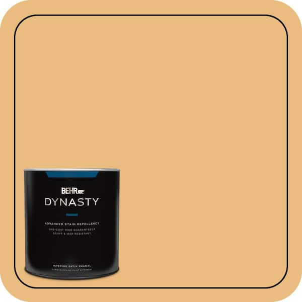 BEHR DYNASTY 1 qt. #310D-4 Gold Buff Satin Enamel Interior Stain-Blocking Paint & Primer