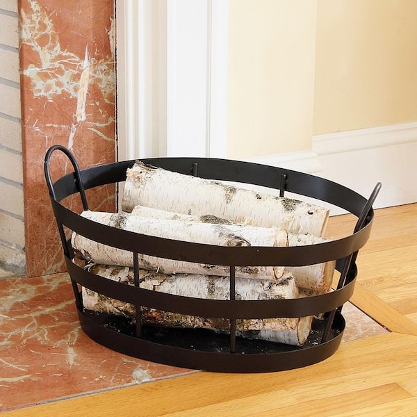 Fireplace log holder basket 