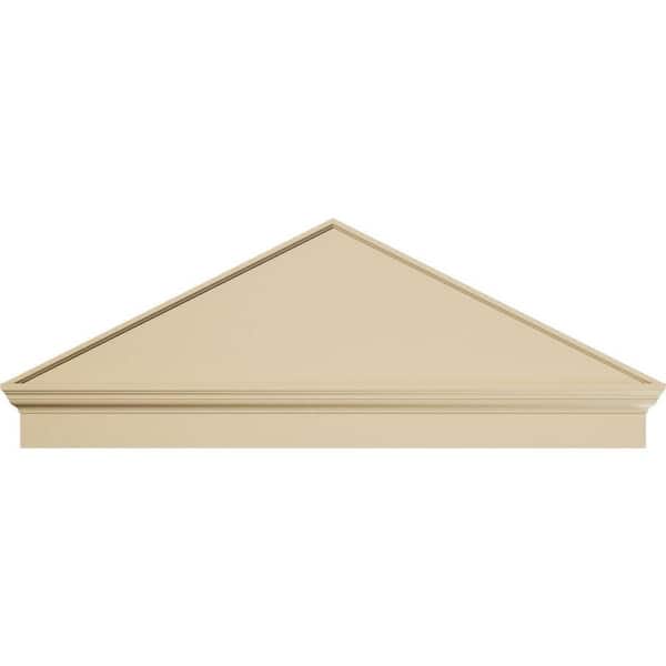 Ekena Millwork 58-in. W x 21-3/8-in. H x 2-3/4-in. P (Pitch 6/12) Peaked Cap Smooth Signature Urethane Combination Pediment, Primed Tan