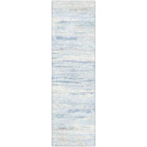 Mayfield Premium Machine Washable Abstract AMF1985 Sky 2 ft. x 7 ft. Runner Rug