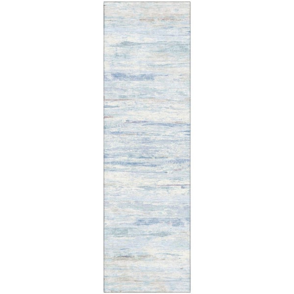 Mayfield Premium Machine Washable Abstract AMF1985 Sky 2 ft. x 7 ft. Runner Rug