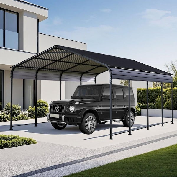 12 ft. W x 20 ft. D x 8.7 ft. H Anthracite Metal Carport with Galvanized Steel Roof for Cars, Trucks and Boats