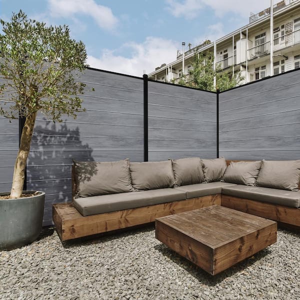CREATIVE SURFACES 6 ft. H x 6 ft. W Woodgrain Hazy Gray Vinyl Privacy Fence Panel
