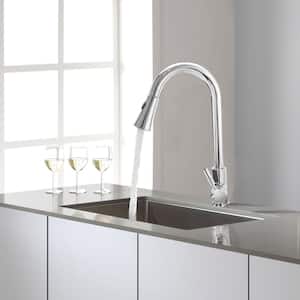Single-Handle Pull-Down Sprayer Kitchen Faucet with Ceramic Disc Cartridge in Chrome