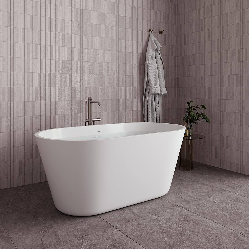 54" Glossy White Acrylic Freestanding Soaking Bathtub