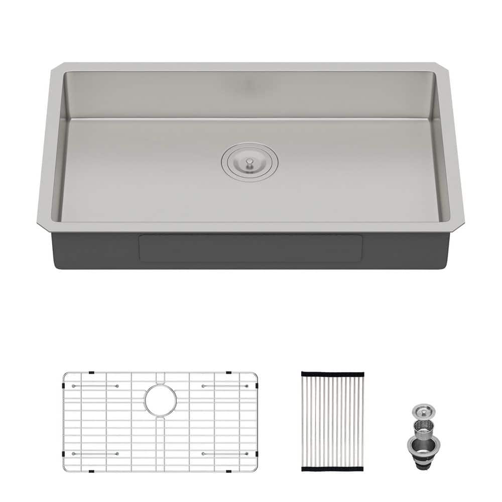 30 in. Undermount ADA Single Bowl 16 Gauge Brushed Nickel Stainless Steel Kitchen Sink with Bottom Grids price history on PriceWatchPro