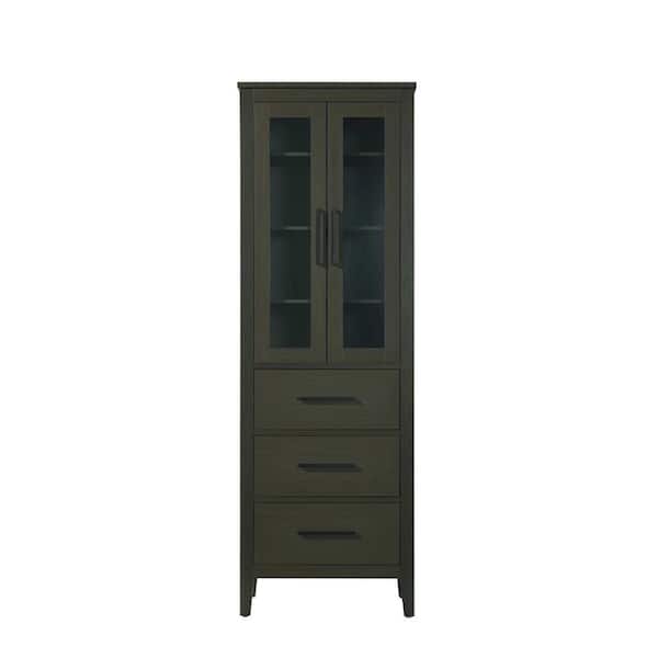24 in. W x 18 in. D x 72 in. H Mocha Brown Freestanding Linen Cabinet