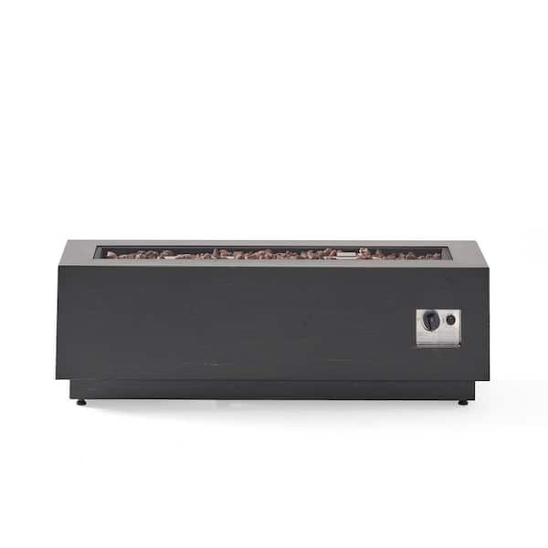 48 in. W x 15 in. H Square Iron Gas Burning Outdoor Fire Pit in Brown