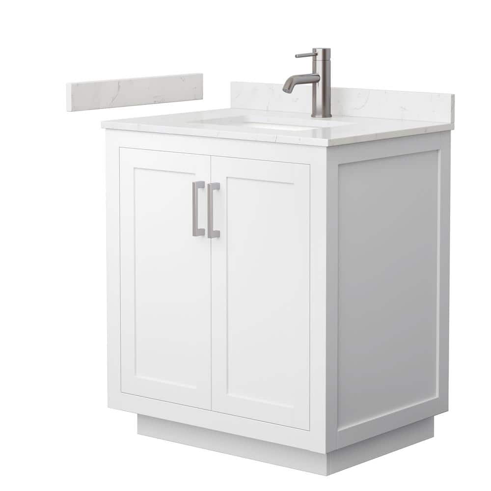 Miranda 30" White Bathroom Vanity with Carrara Marble Countertop