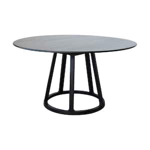 57 in. Black Finish Round Mango Wood End Table