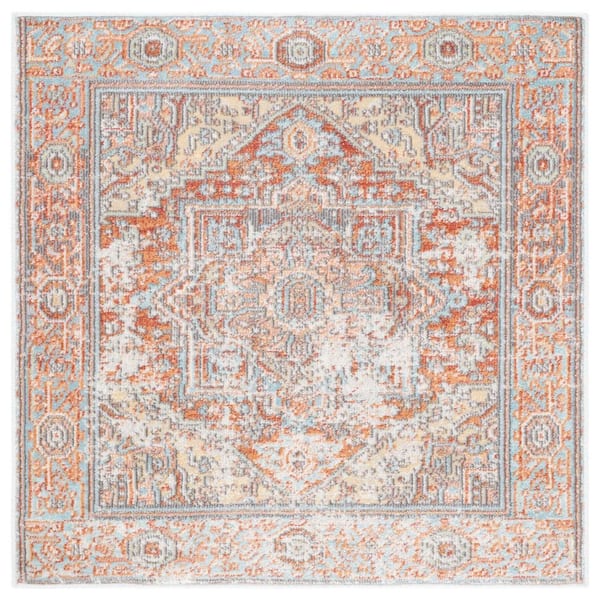 Aria 3 ft. x 3 ft. Rust/Taupe Garden Medallion Square Area Rug