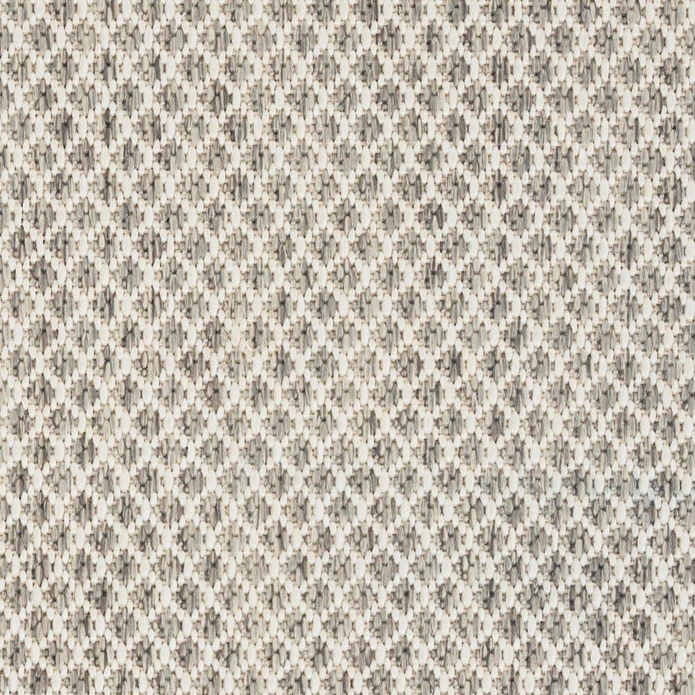 Ivory Silver Geometric Flat Woven Indoor/Outdoor Rug 3' x 5'