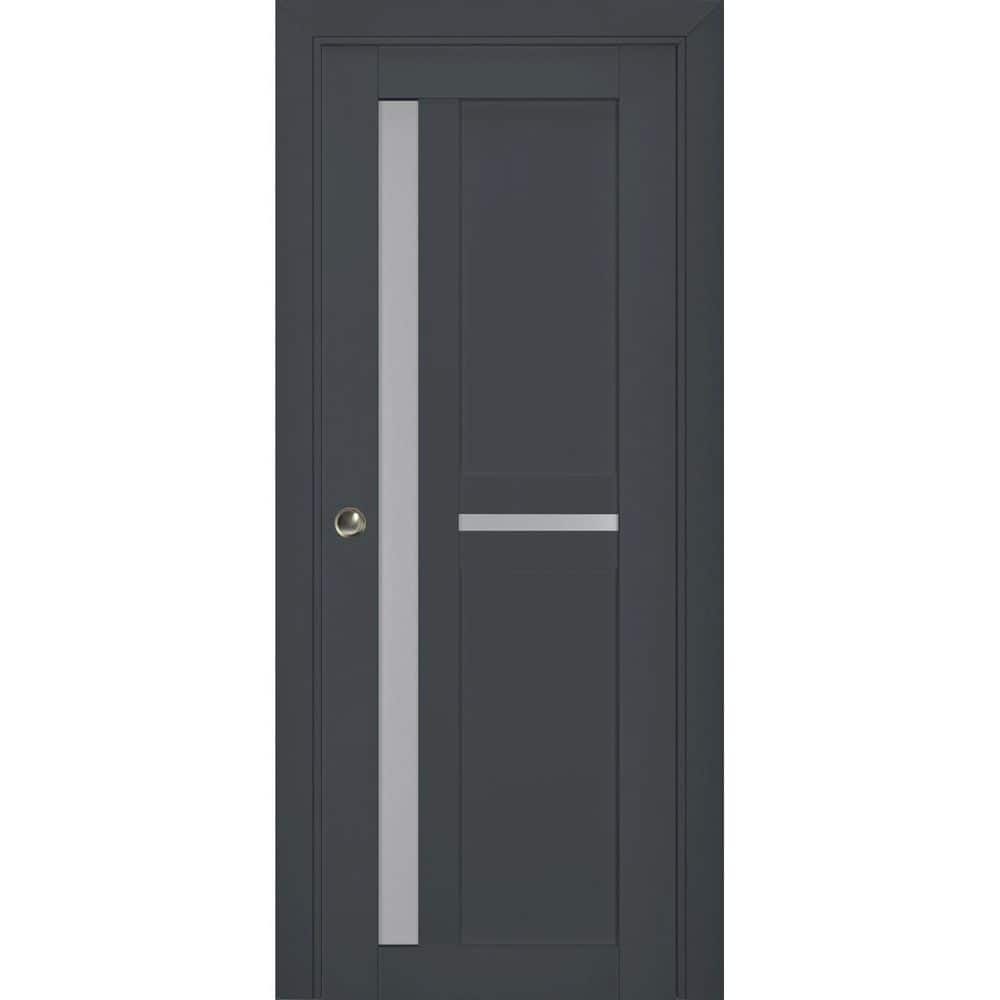 30 in. x 84 in. 1 Panel Black Finished Solid Wood Sliding Door with Hardware price history on PriceWatchPro