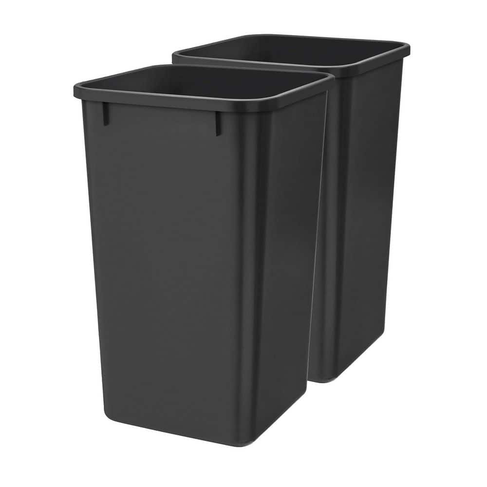Rev-A-Shelf Polymer Replacement 27 qt. Trash Bin, Black, 2 Pack RV