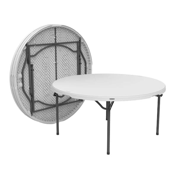 60 in. White Plastic Stackable Folding Banquet Table (Set of 4)