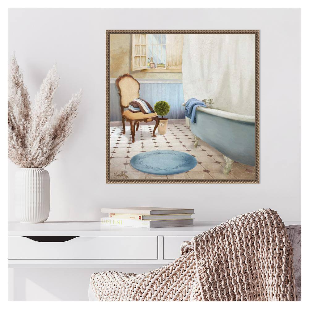 Antique French Provincial Beaded Framed Canvas Wall Art