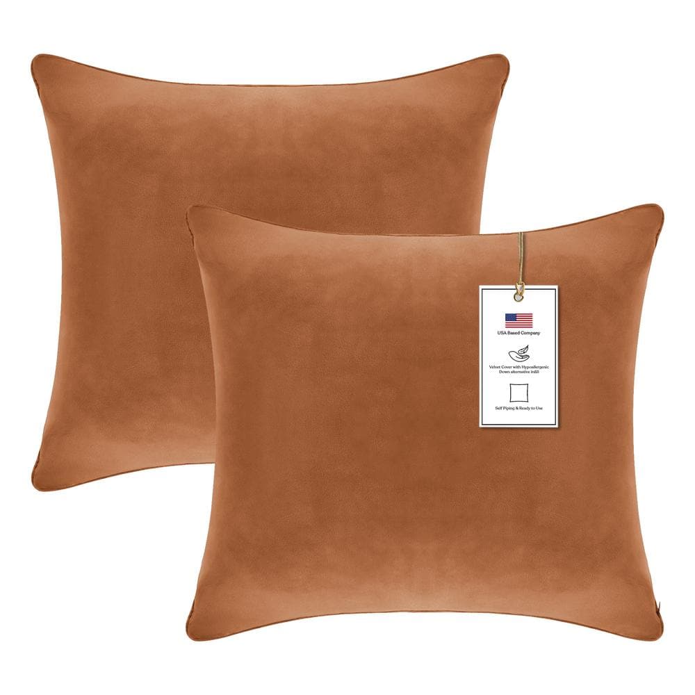 A1 Home Collections A1HC Brown Derby 24 in. x 24 in. Velvet Throw Pillow Covers Set of 2