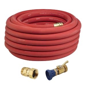 0.75 in. Dia x 25 ft. Red Water Hose with Precision Cloudburst Nozzle and Hose Adapter