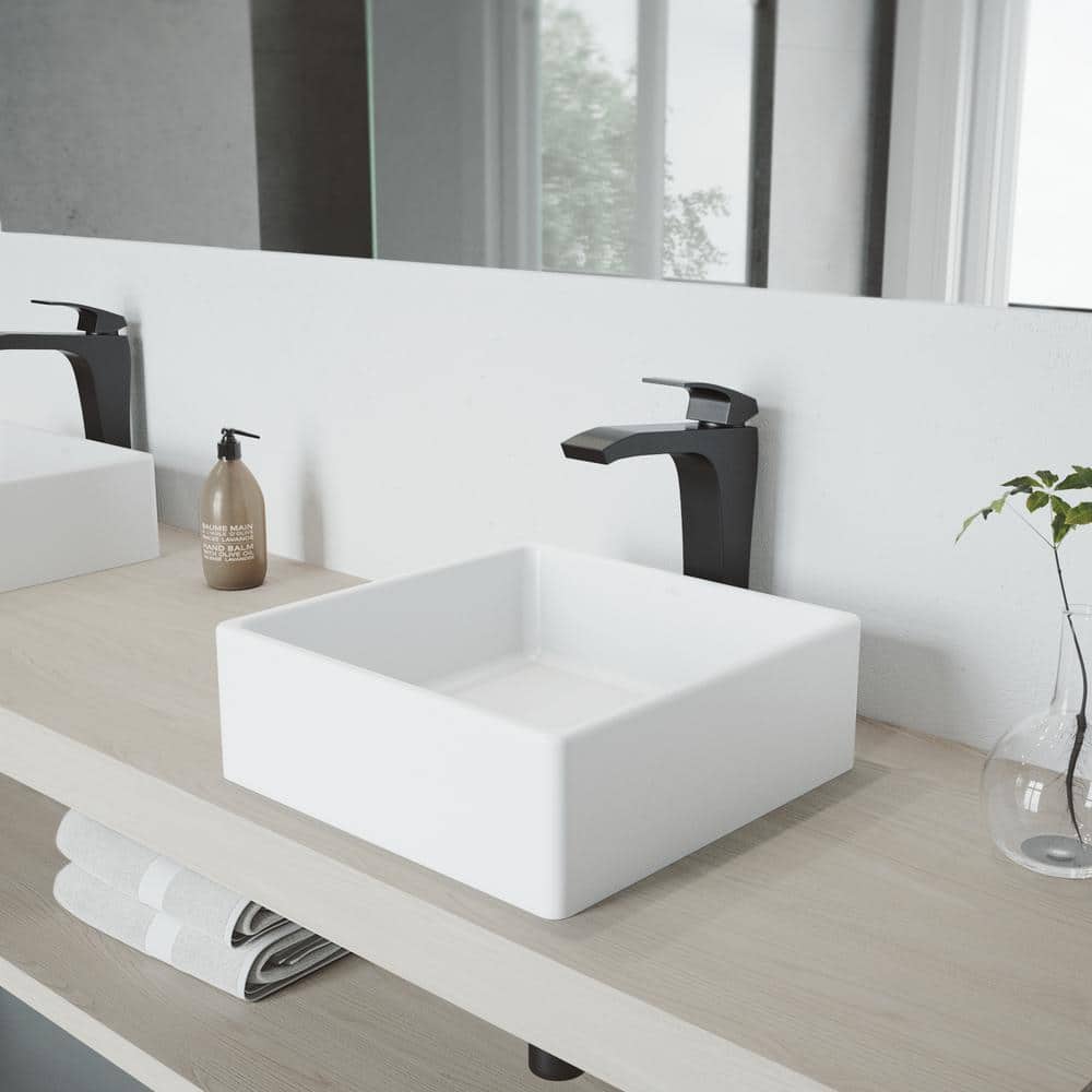 Modern Matte Black Brass Vessel Sink Faucet with Ceramic Disc Valve