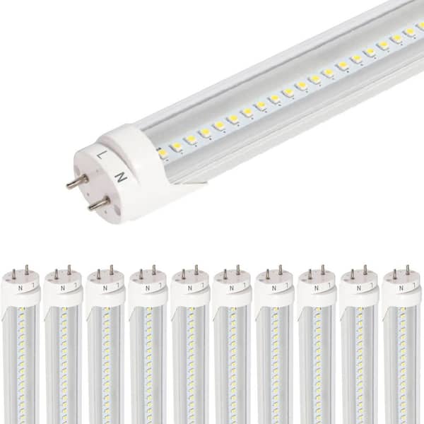 18-Watt (32-Watt Eq) 4 ft. Ballast Bypass Type B G13 T8 2350 Lumens Frosted Lens LED Light Bulb Tube 6000K (10-Pack)