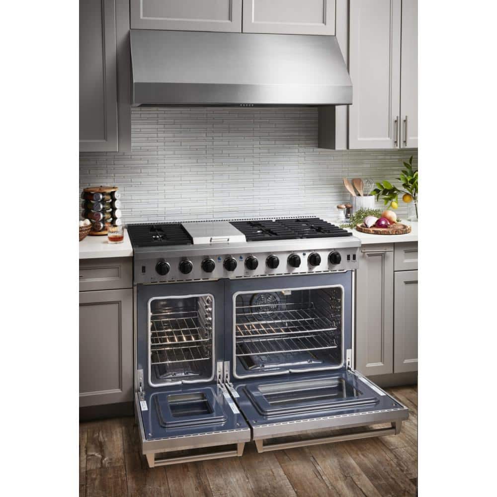 Thor Kitchen 48" Stainless Steel Dual Oven Gas Range with Griddle
