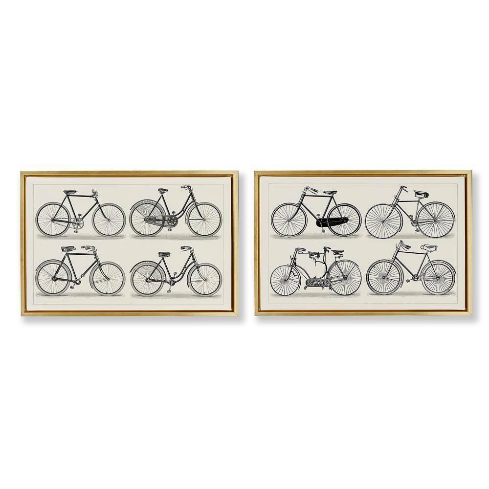 Vintage Bicycle Styles by Vision Studio 2-Pieces Gold Floater Frame Typography Graphic Art Print 21 in. x 31 in. price history on PriceWatchPro