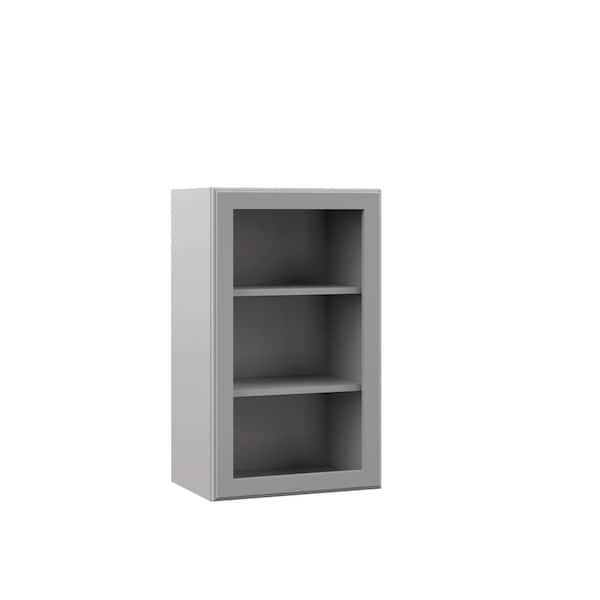 Hampton Bay Designer Series Elgin Assembled 18x30x12 in. Wall Open Shelf Kitchen Cabinet in Heron Gray