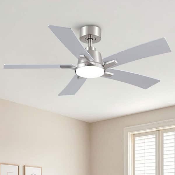 Stylish 46 in. Integrated LED Indoor Nickel Standard Downrod Mount Ceiling Fan with Remote Contorl and Reversible Motor