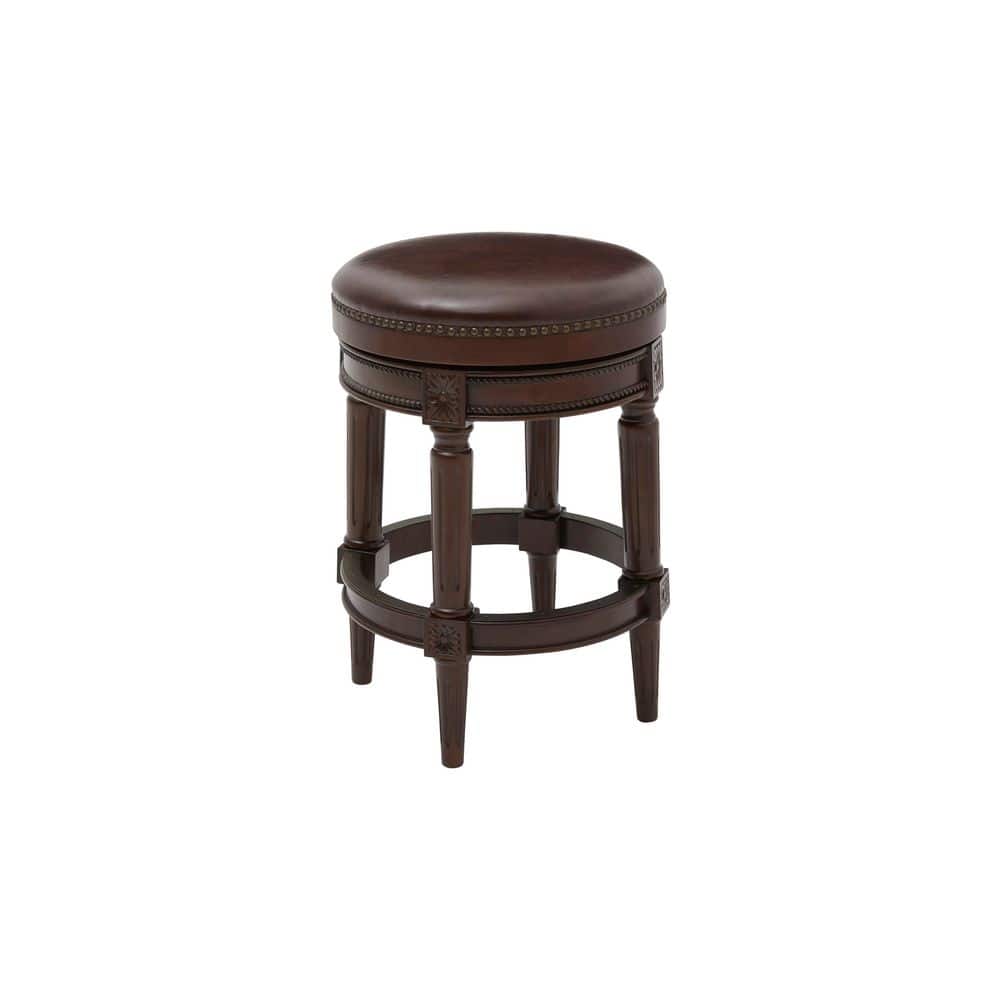 Walnara 26 in. H Walnut Backless Wood Frame Counter Height Swivel Bar Stool with PU Leather Seat price history on PriceWatchPro