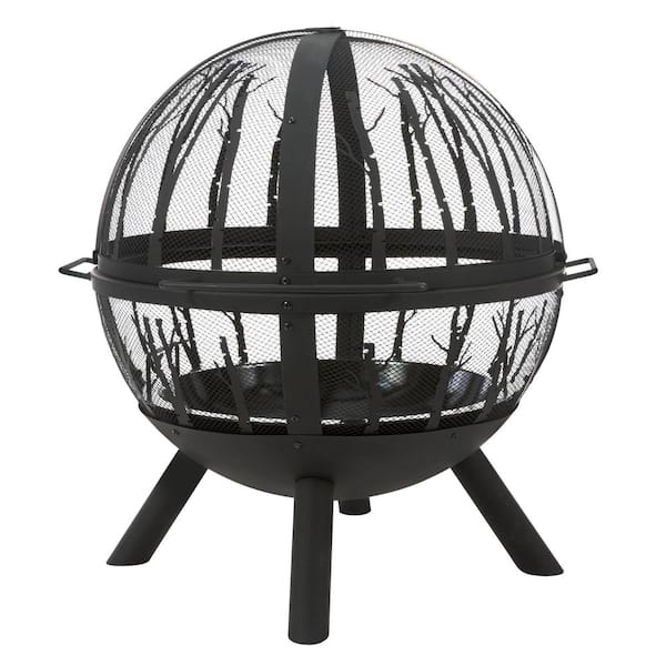 Briarglen 33.85 in. W Black Steel Wood Outdoor Fire Pit with Cover and Poker Included